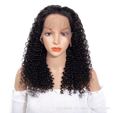 Fashion Virgin Cuticle Aligned Long Brazilian Human Hair Afro Kinky Curly Lace Front Wig For Black Women
